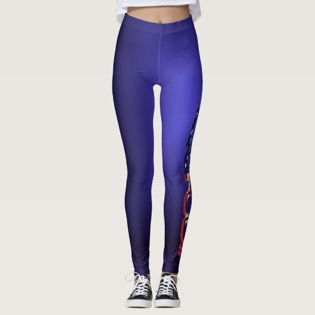 Bekymrad amerikanska flagganPickleball logotyp Leggings (Framsida)