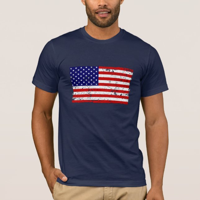 Bekymrad amerikanska flagganT-tröja Tee (Framsida)