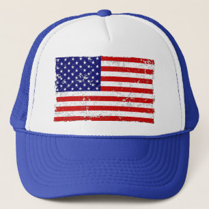 Bekymrad amerikanska flaggantruckerkeps truckerkeps