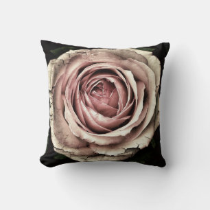 Bekymrad blek - rosa ros på den svart dekorativ kudde