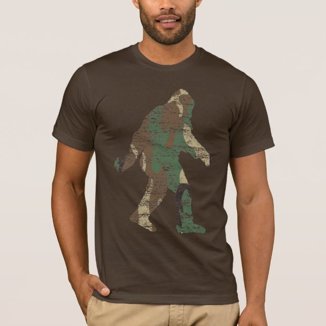 Bekymrad Camo Sasquatch T-tröja Tee Shirt (Framsida)