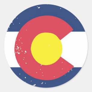 Bekymrad Colorado flagga Runt Klistermärke