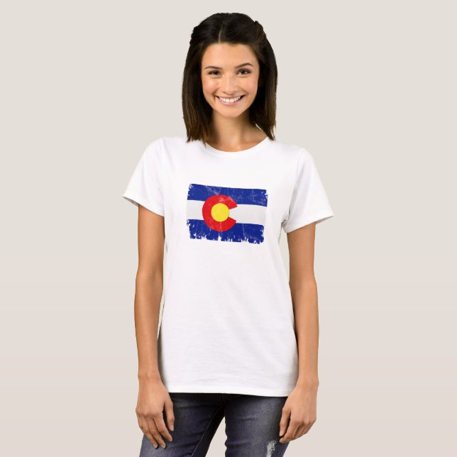 Bekymrad Colorado flagga T-shirt (Hel framsida)