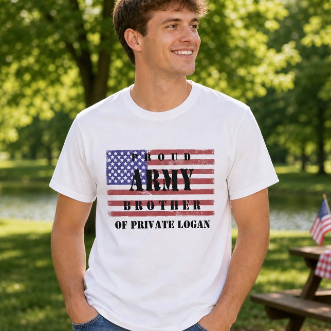 Bekymrad Flagga Patriotisk Stolt Armé Broder Tee (Distressed Flag Patriotic Proud Army Brother T-Shirt)