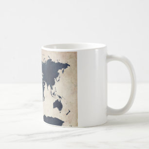 Bekymrad marin för världskarta kaffemugg