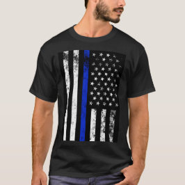 Bekymrad polisstilamerikanska flaggan t shirt