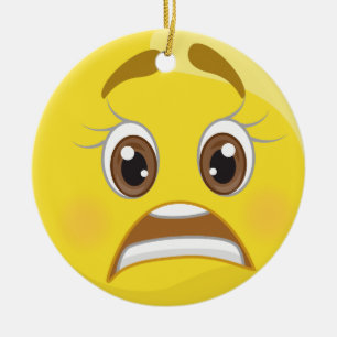 Bekymrad prydnad för Emoji julhelgdag Julgransprydnad Keramik