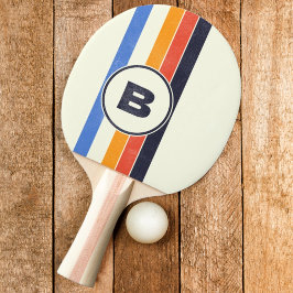 Bekymrad Retro Fem Streckad Mörk med Initialer Pingisracket