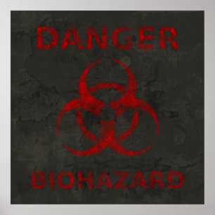 Bekymrad röd Biohazardsymbolaffisch Poster