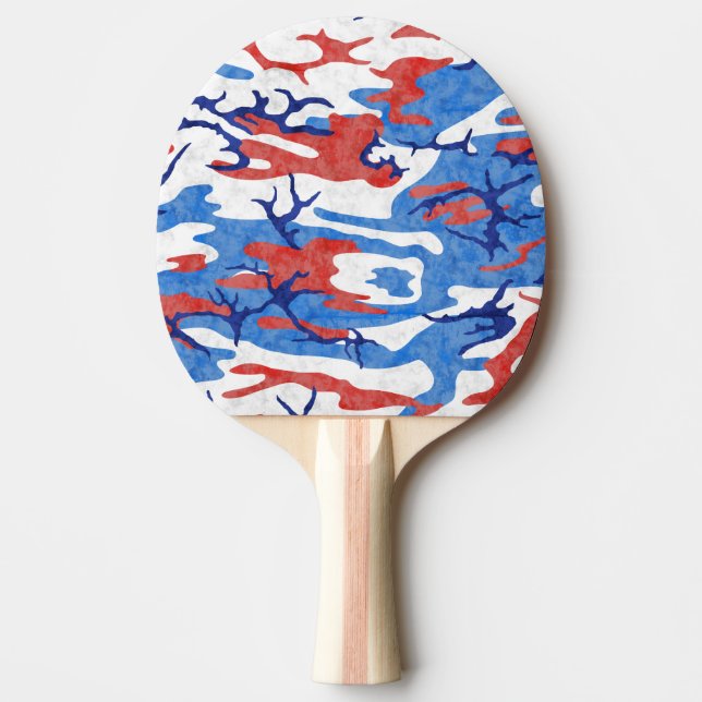 Bekymrad röd vit och blått Camo Pingisracket (Framsidan)