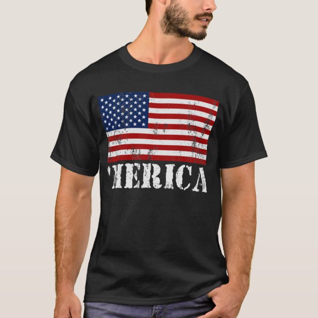 Bekymrad T-tröja för US-flagga'MERICA T Shirt (Framsida)