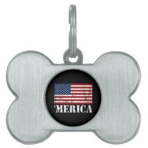 Bekymrad U.S.-flagga 'MERICA ID-bricka Husdjur