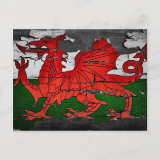 bekymrad wales flaggavykort vykort