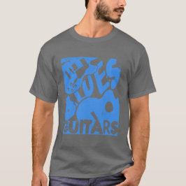 Bekymrade deppighetgitarrer i blått t-shirt
