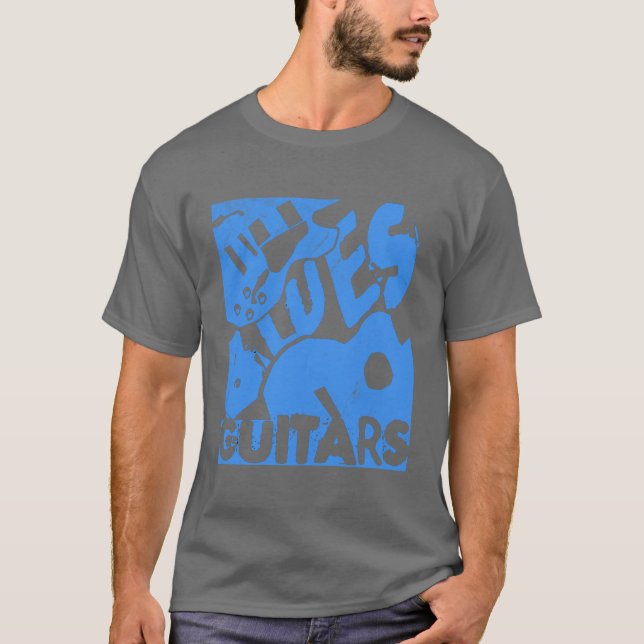 Bekymrade deppighetgitarrer i blått t-shirt (Framsida)