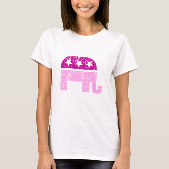 Bekymrade rosor för republikansk original- elefant t shirt (Framsida)