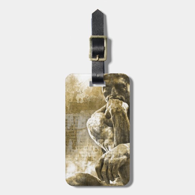 Bekymrat brons statyn Auguste Rodin tänkaren Bagagebricka (Vertikal Framsida)