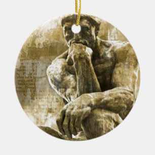 Bekymrat brons statyn Auguste Rodin tänkaren Julgransprydnad Keramik