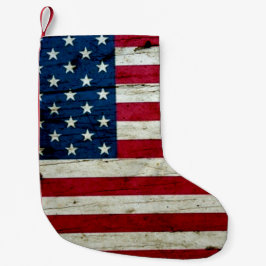 Bekymrat lantligt amerikanska flagganträ för coola liten julstrumpa