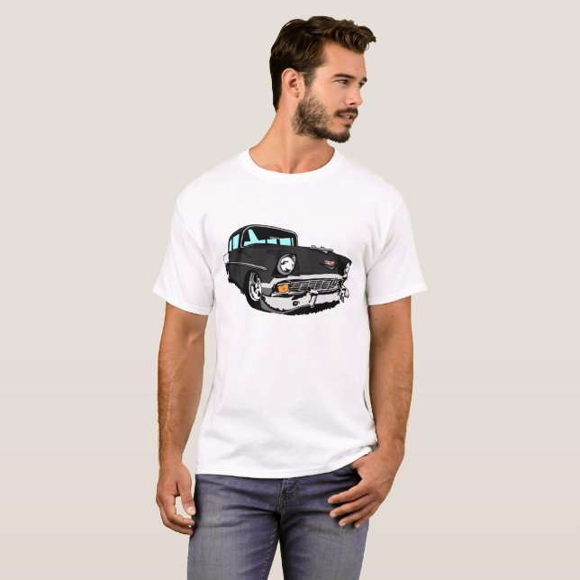 Bel Air 1956 i svart T Shirt (Hel framsida)