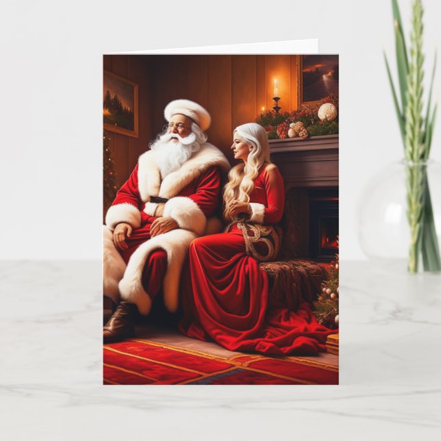 Bela Brown Tomte och Mrs. Clause Kort (Framsida)