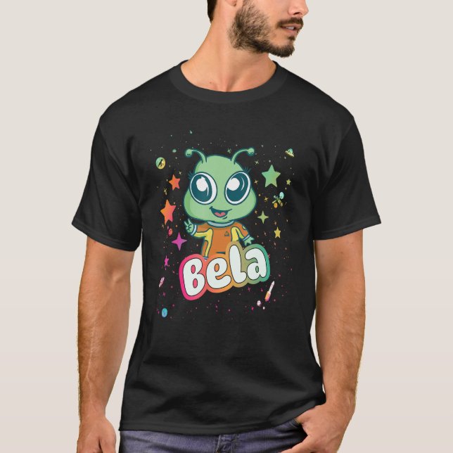 BELA - Cute Boy Namn med söt Alien T Shirt (Framsida)
