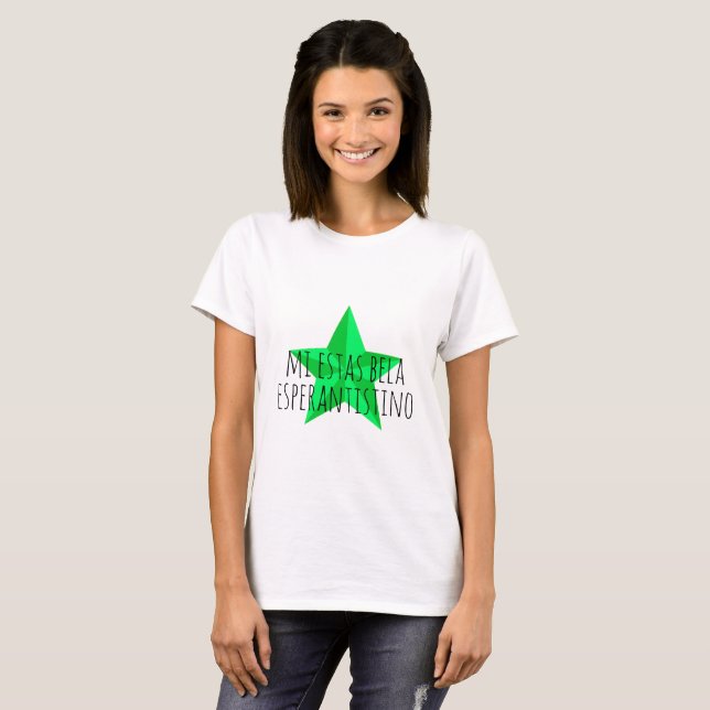 Bela Esperantistino T-shirt (Hel framsida)