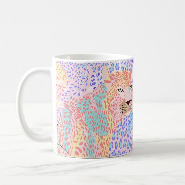 Belack Leopard Seamless Mönster illustration Ar Kaffemugg (Vänster)