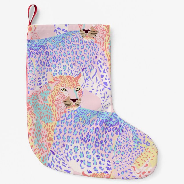 Belack Leopard Seamless Mönster illustration Ar Liten Julstrumpa (Framsidan)