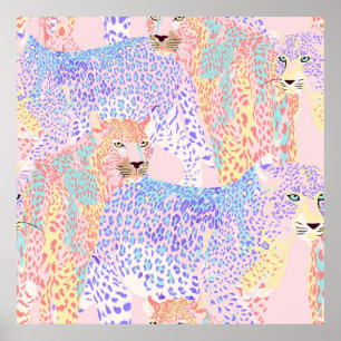 Belack Leopard Seamless Mönster illustration Ar Poster