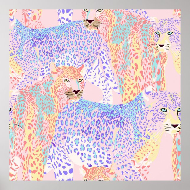 Belack Leopard Seamless Mönster illustration Ar Poster (Framsidan)