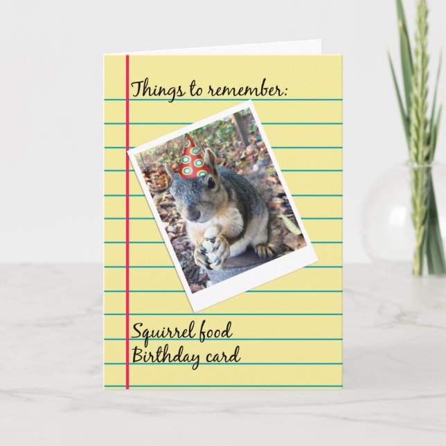 Belad Birthday Funny Squirrel i Party Hat Kort (Framsida)