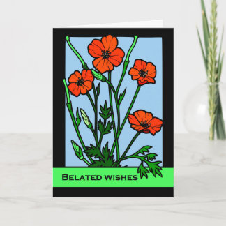 Belad Birthday Önskemål, Red Poppies, Illustration Kort