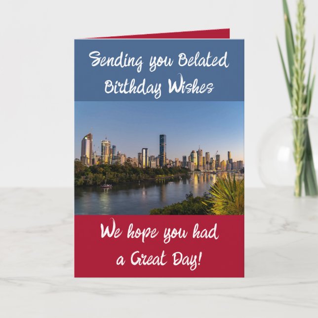 Belad födelsedag önskemål lägg till bild blå röd kort (Framsida)