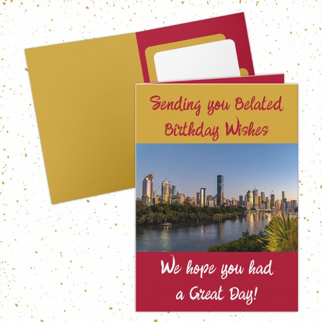 Belad födelsedag önskemål lägg till bild guld red kort (Skapare uppladdad)