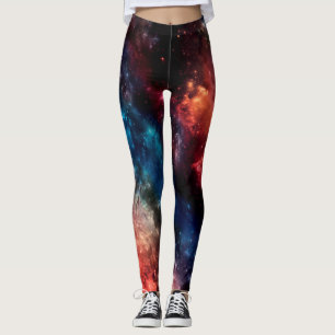 Belagd med tegel färgrik galax leggings