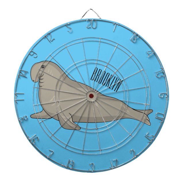 Belägg för tecknad av elefantsäl darttavla (Framsidan)