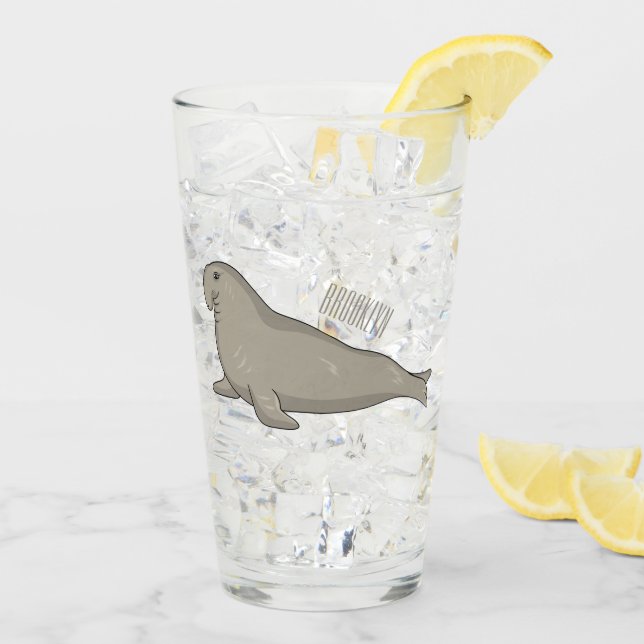 Belägg för tecknad av elefantsäl glaskopp (Bakside Is)