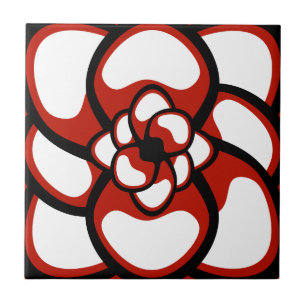 Belägga med tegel abstraktblomma 3, rött som är kakelplatta