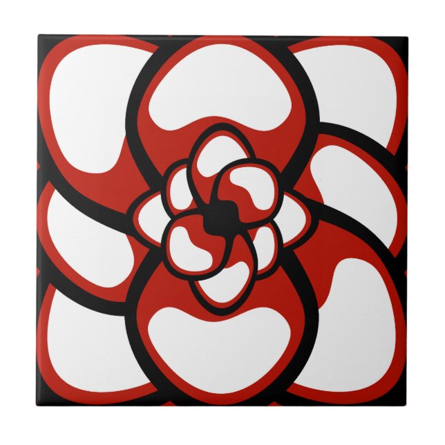 Belägga med tegel abstraktblomma 3, rött som är kakelplatta (Framsidan)