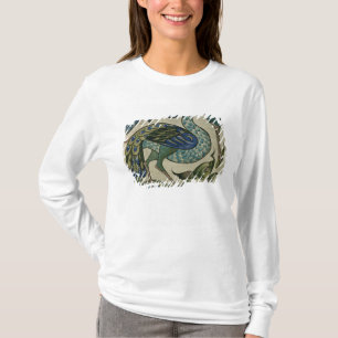 Belägga med tegel designen av heronen och fisken, tee shirt