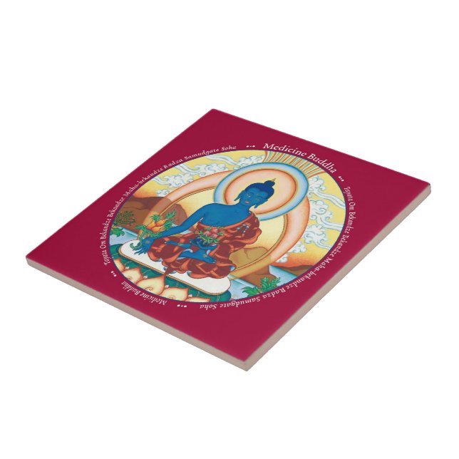 Belägga med tegel - medicinen Buddha med Mantra Kakelplatta (Sidan)