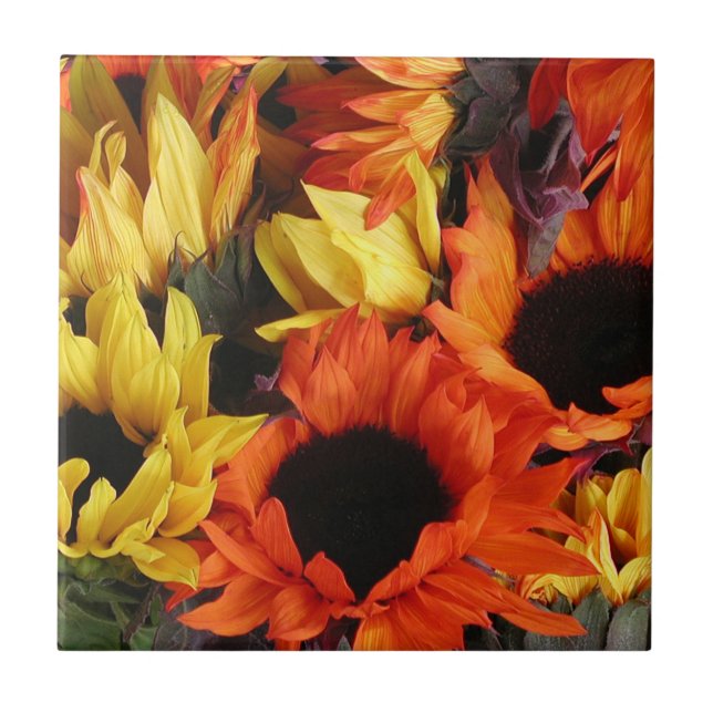 Belägga med tegel solrosor nr. 1 kakelplatta (Framsidan)