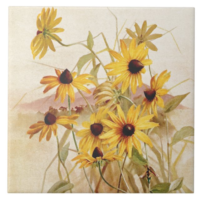 Belägger med tegel den botaniska blom- blomman för kakelplatta (Framsidan)