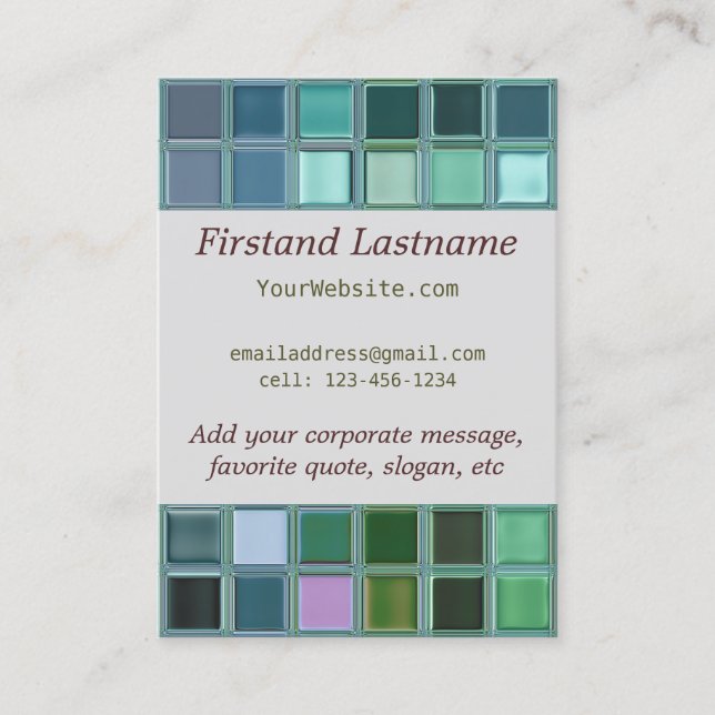 Belägger med tegel den Glass mosaiken för stranden Visitkort (Framsida)