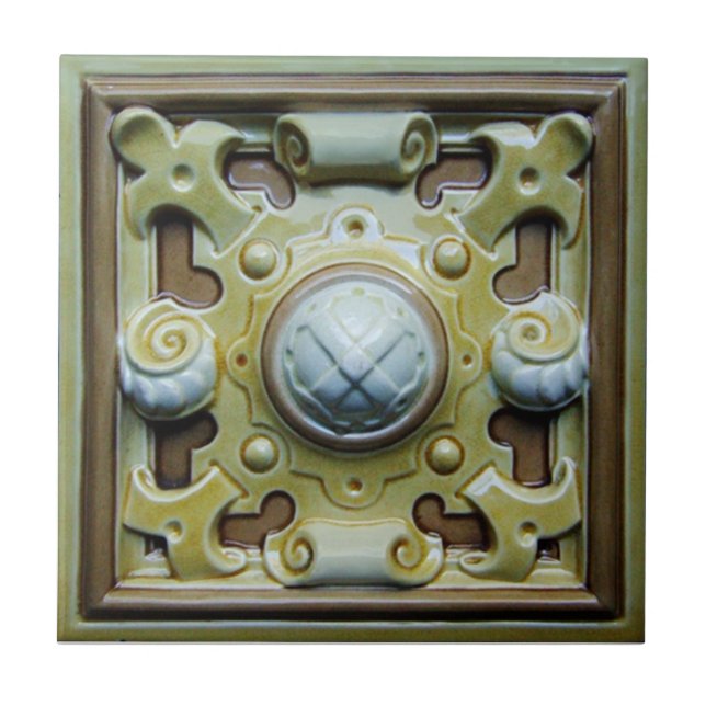 Belägger med tegel den keramiska antika kakelplatta (Framsidan)