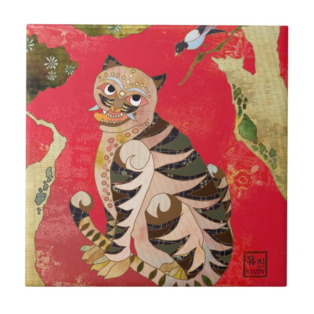 Belägger med tegel koreansk Folk konst keramiska Kakelplatta (Framsidan)