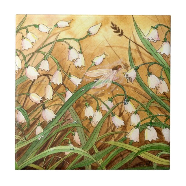 "Belägger med tegel Lilly av dalen" Kakelplatta (Framsidan)