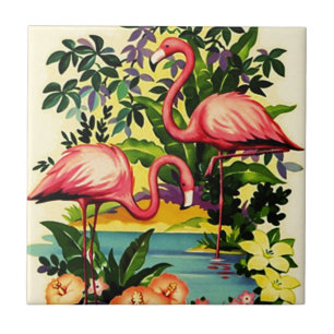 Belägger med tegel nätt rosa Flamingos för vint Kakelplatta