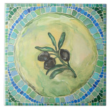"Belägger med tegel oliv", stort (6" x 6")